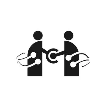 Technology Commitment Teamwork Together Black Logo Stock Illustration