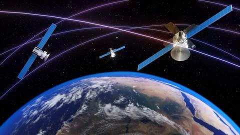 Technology communication global navigation satellite system,standard generi.. Stockfoto's