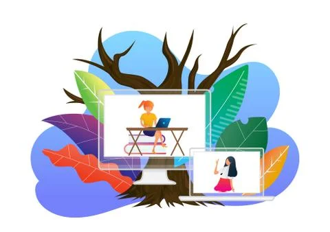 Technology of communication the Internet, social networking, chat, video, mes Stock Illustration
