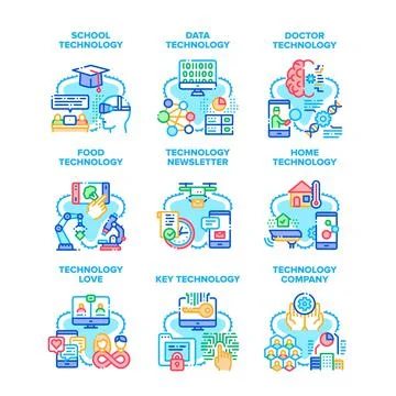Technology Company Set Icons Vector Illustrations Stockillustratie
