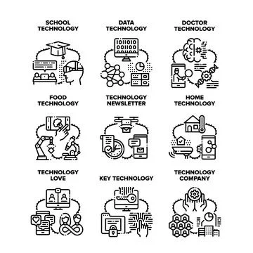 Technology Company Set Icons Vector Illustrations イラスト素材