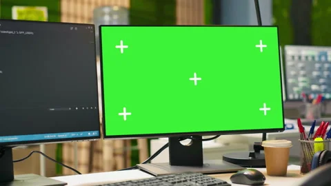 Technology company workspace with chroma key computer 動画素材 313014591