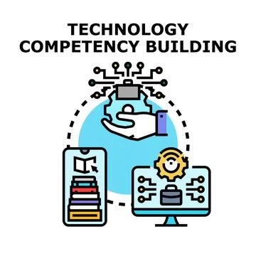 Technology competency building for digital skill development Stock Illustration