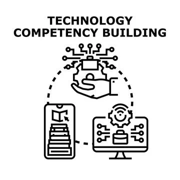 Technology competency building for digital skill development Stock Illustration