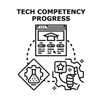 Technology competency progress concept business training Stock Illustration
