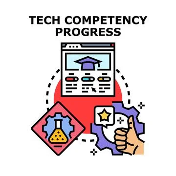 Technology competency progress concept business training Stock Illustration