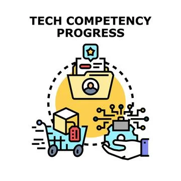 Technology competency progress concept illustration for business skill deve.. Illustrazione stock