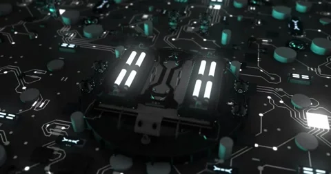 Technology computer digital background circuit board 3d render Видео 336585361