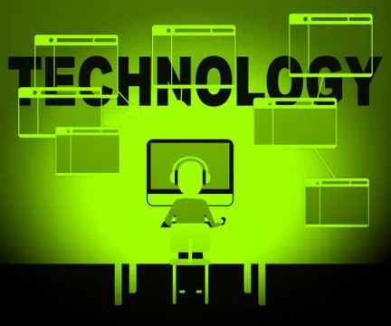 Technology Computer Representing High Tech 3d Illustration Illustrazione stock