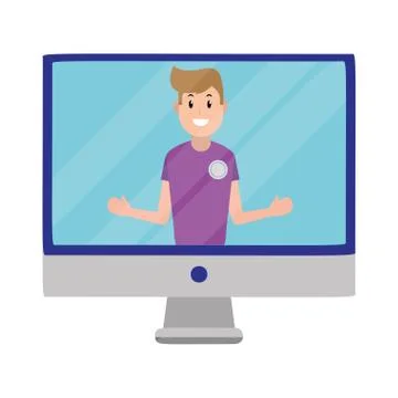 Technology computer screen cartoon Stock Illustration