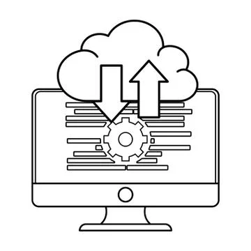 Technology computer screen cartoon 스톡 일러스트