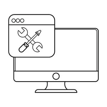 Technology computer screen cartoon 스톡 일러스트