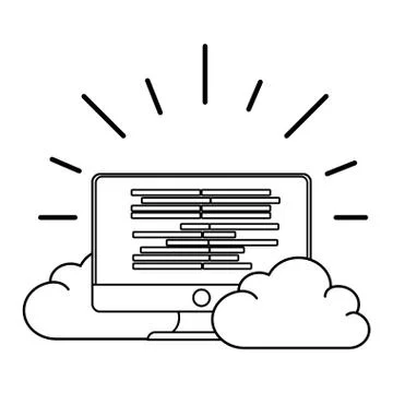 Technology computer screen cartoon 스톡 일러스트