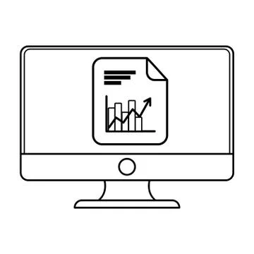 Technology computer screen cartoon Stock Illustration