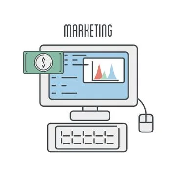 Technology computer with statistic marketing business 스톡 일러스트