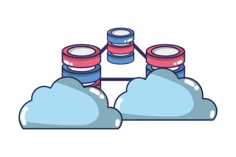 Technology computing cloud cartoon Illustrazione stock