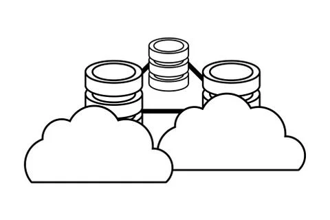 Technology computing cloud cartoon Stock Illustration