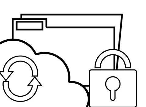 Technology computing security cartoon Illustrazione stock