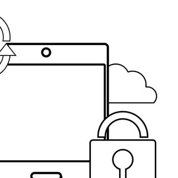 Technology computing security cartoon 스톡 일러스트