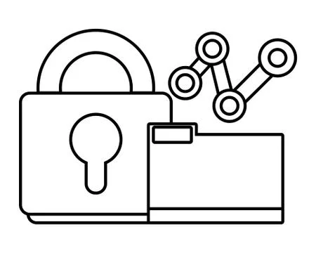 Technology computing security cartoon 스톡 일러스트