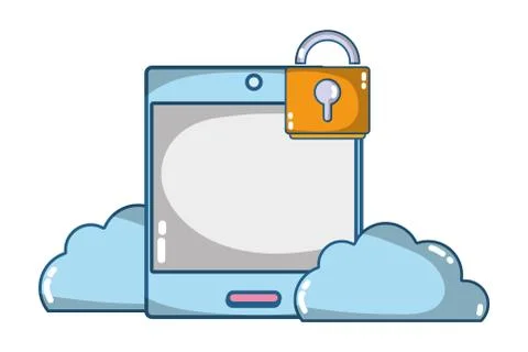 Technology computing security cartoon Stock Illustration