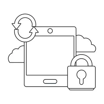 Technology computing security cartoon Illustrazione stock