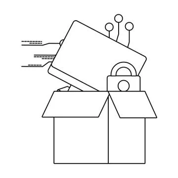 Technology computing security cartoon Stock Illustration