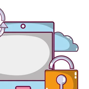 Technology computing security cartoon 스톡 일러스트