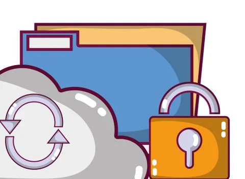 Technology computing security cartoon Stock Illustration