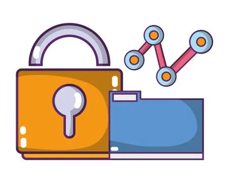 Technology computing security cartoon Illustrazione stock