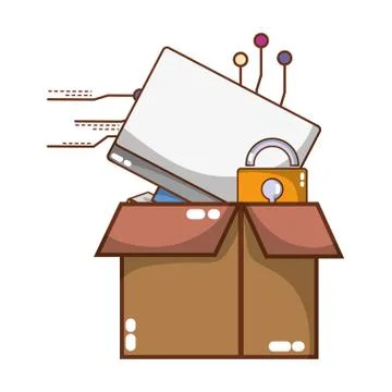 Technology computing security cartoon Stock Illustration