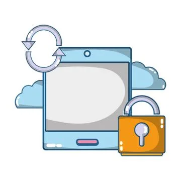 Technology computing security cartoon 스톡 일러스트