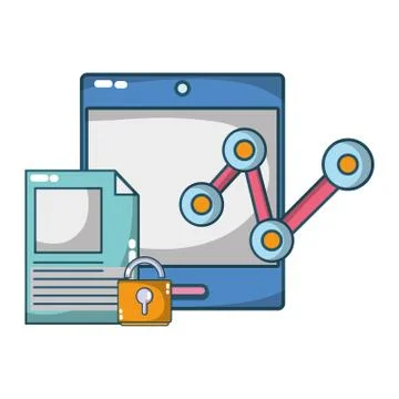 Technology computing security cartoon Stock Illustration