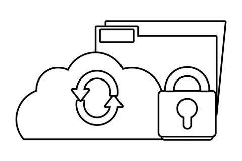 Technology computing security cartoon 스톡 일러스트