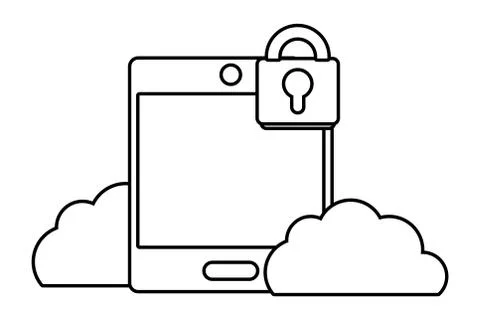 Technology computing security cartoon Illustrazione stock