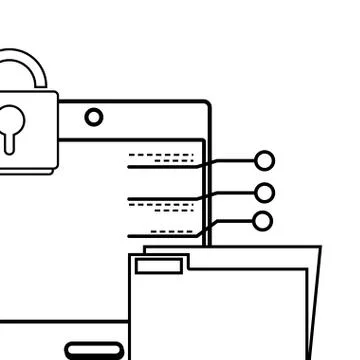 Technology computing security cartoon Illustrazione stock