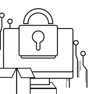 Technology computing security cartoon Stock Illustration