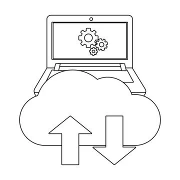 Technology computing support cartoon 스톡 일러스트