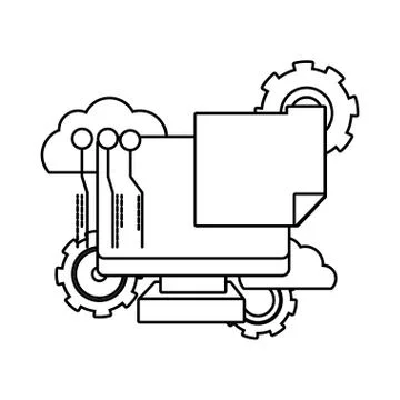 Technology computing support cartoon 스톡 일러스트