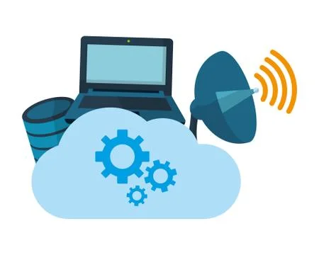 Technology computing support cartoon Stock Illustration