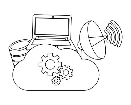 Technology computing support cartoon 스톡 일러스트