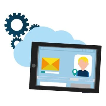 Technology computing support cartoon Stock Illustration