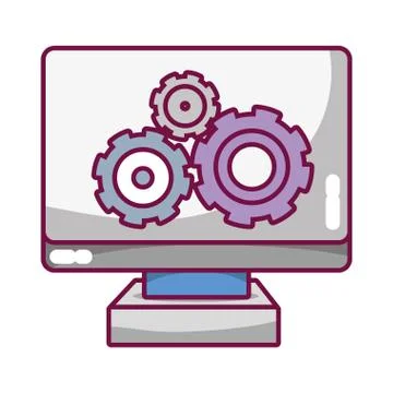 Technology computing support cartoon Illustrazione stock