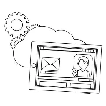 Technology computing support cartoon Illustrazione stock