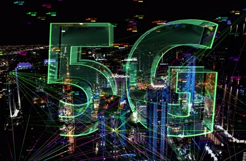 Technology concept of 5G Mobile Network with futuristic connections. Vídeo Stock 113192874