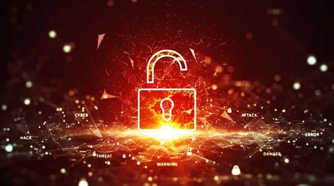 Technology concept is attacked, computer cybersecurity defense system is hack 스톡 사진