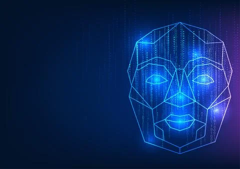 Technology concept background featuring the face of an artificial intellige.. 스톡 일러스트