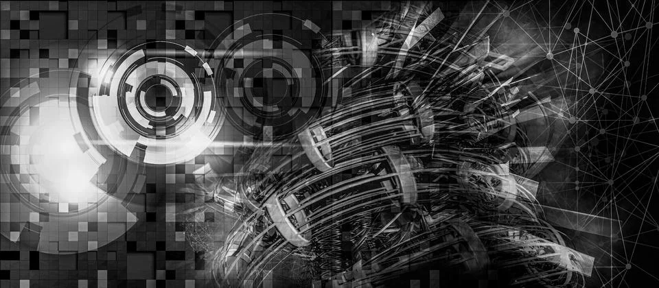 Technology concept background ready for presentation. 3D rendering of futuristic Stock Illustration