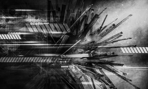 Technology concept background ready for presentation. 3D rendering of futuristic Stock Illustration