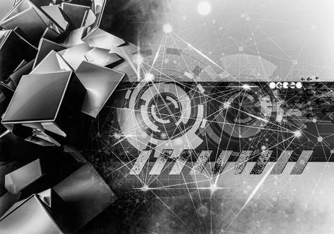 Technology concept background ready for presentation. 3D rendering of futuristic Stock Illustration